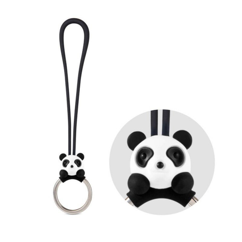 Bone 蹦克 / 猫熊吊绳钥匙圈-黑 - 钥匙链/钥匙包 - 硅胶 
