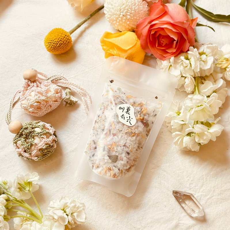 【春暖组合】春季限定款薰香盐 春息流光 × 手织香囊袋 - 香薰/精油/线香 - 精油 绿色