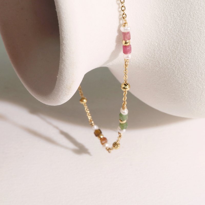 微甜气泡。碧玺珍珠手链 - 手链/手环 - 不锈钢 多色