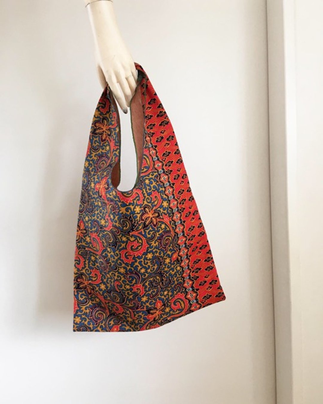 [One-of-a-kind item] Handbag, persimmon astringent dyeing & print pattern - 手提包/手提袋 - 棉 