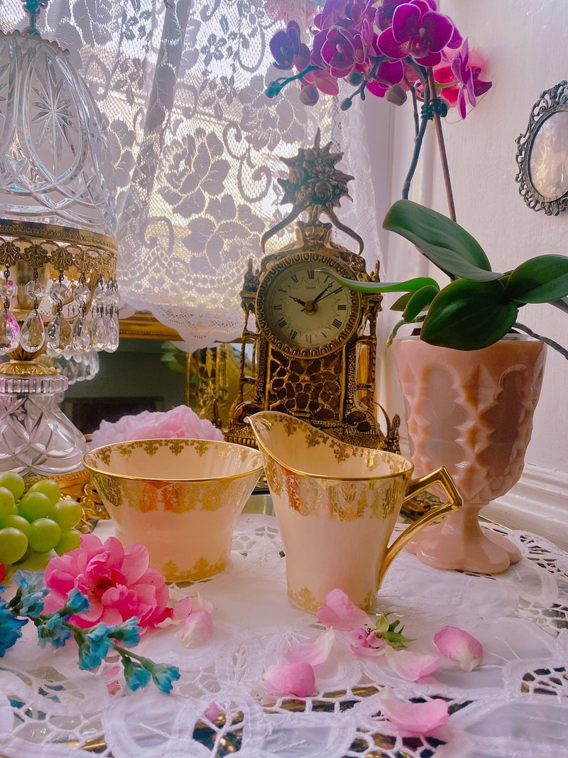 1927 年 Royal Albert 新艺术时期古董 奶壶糖碗两件组 完整美丽 - 茶具/茶杯 - 瓷 粉红色