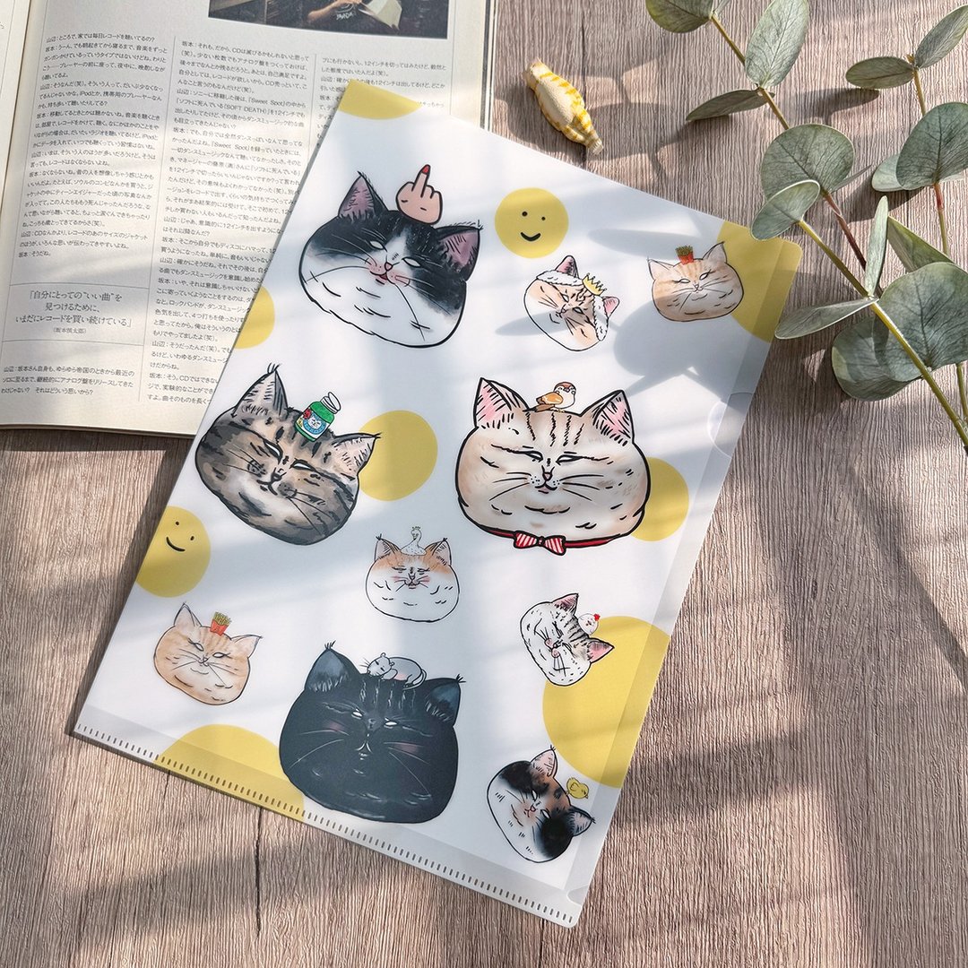 /加厚新款/  蛋定猫大集合 A4 L型资料夹 - 文件夹/资料夹 - 陶 白色