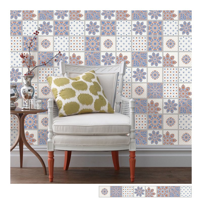 复古花砖壁贴 I款 欧风自黏壁纸 瓷砖墙贴 磁砖贴纸 踢脚线 防水 - 墙贴/壁贴 - 塑料 透明