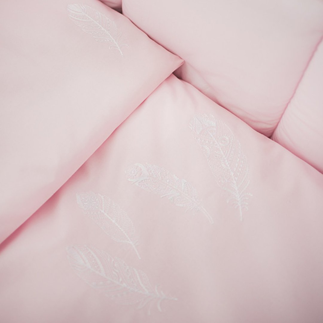 Pink baby girl crib bedding - embroidered feather bedding - 婴儿床上用品 - 棉 粉红色