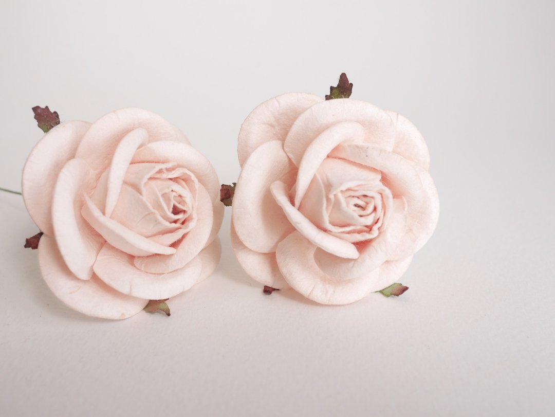 Small DIY Paper Flower, 2 pieces mulberry rose size 4.5 cm., pale pink colors. - 其他 - 纸 粉红色
