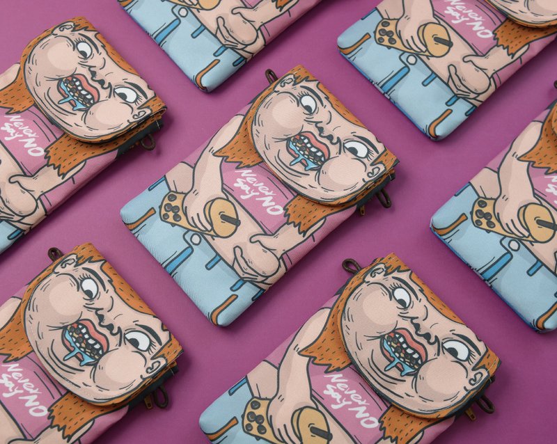 交换礼物【笑口包-珍奶妹】侧背包、手机包、万用包、背包/MKAC - 侧背包/斜挎包 - 棉．麻 粉红色