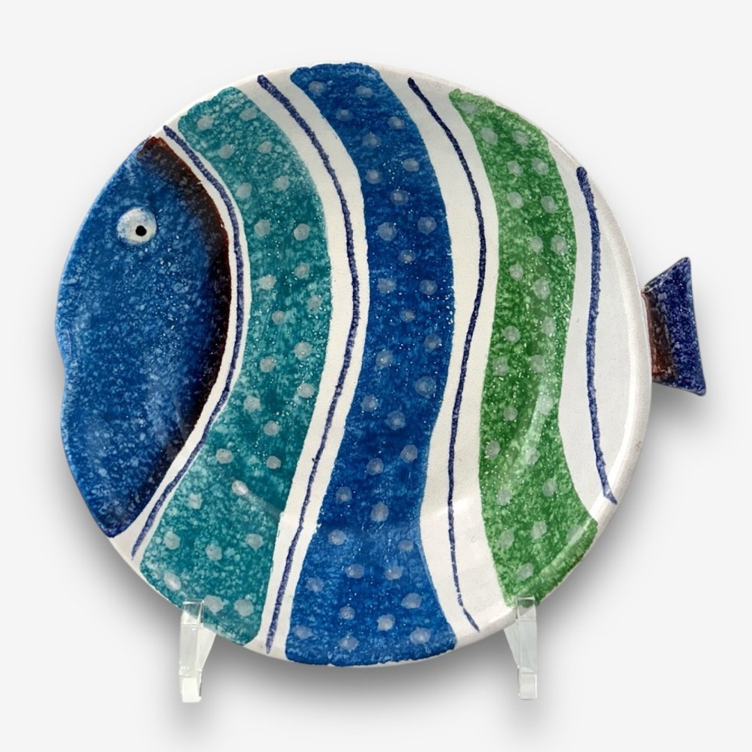 意大利手工陶-PVE维内雷渔港 鱼型碗21cm - 碗 - 陶 蓝色