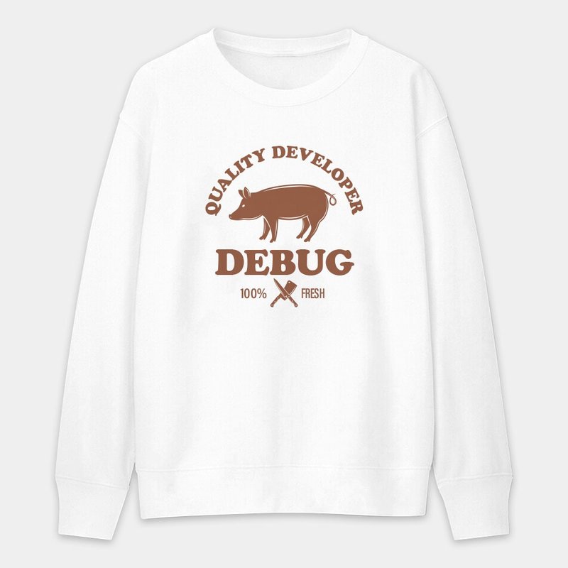 【秋冬新品】DEBUG 猪八戒 中性 纯棉大学T 041 - 中性连帽卫衣/T 恤 - 棉．麻 白色