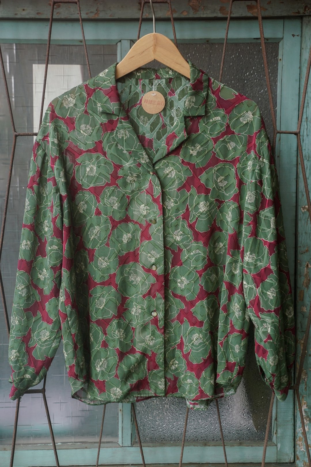纯情百货行 Vintage 古着 古着衬衫  LS022 昭和日志衬衫 - 女装衬衫 - 聚酯纤维 绿色