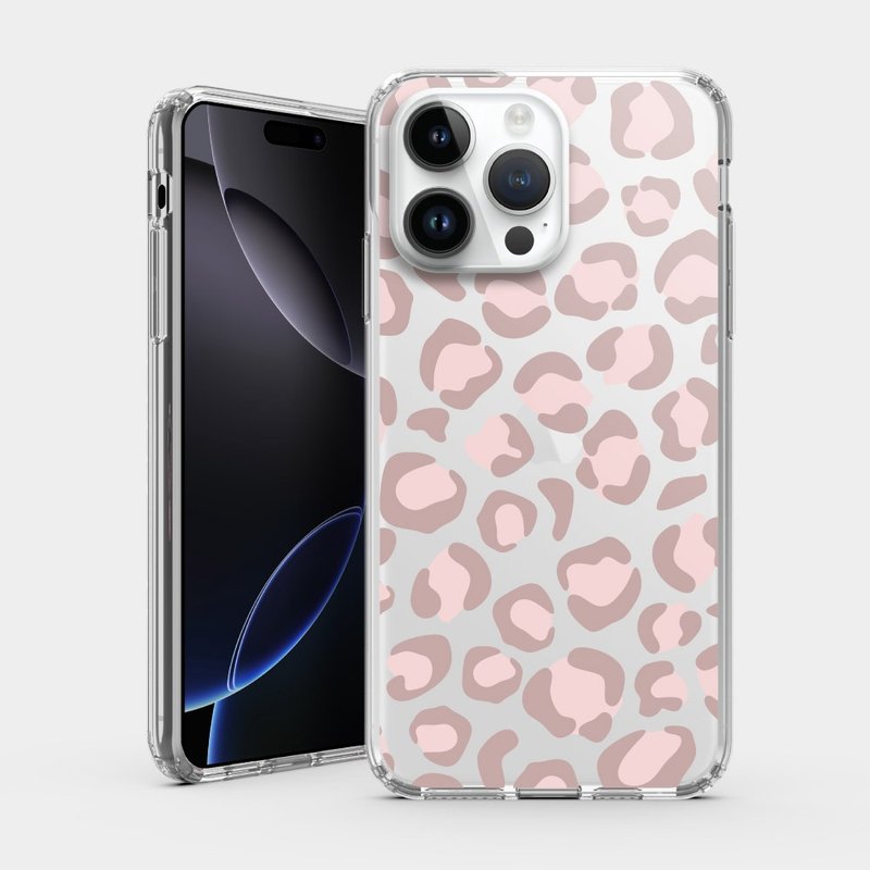 粉色豹纹 IPHONE i16 i15 i14 i13 i12 保护壳 透明手机壳 PS281 - 手机壳/手机套 - 塑料 粉红色