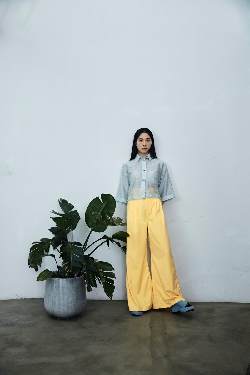 绿色短袖落肩衬衫 - 女装衬衫 - 其他材质 绿色