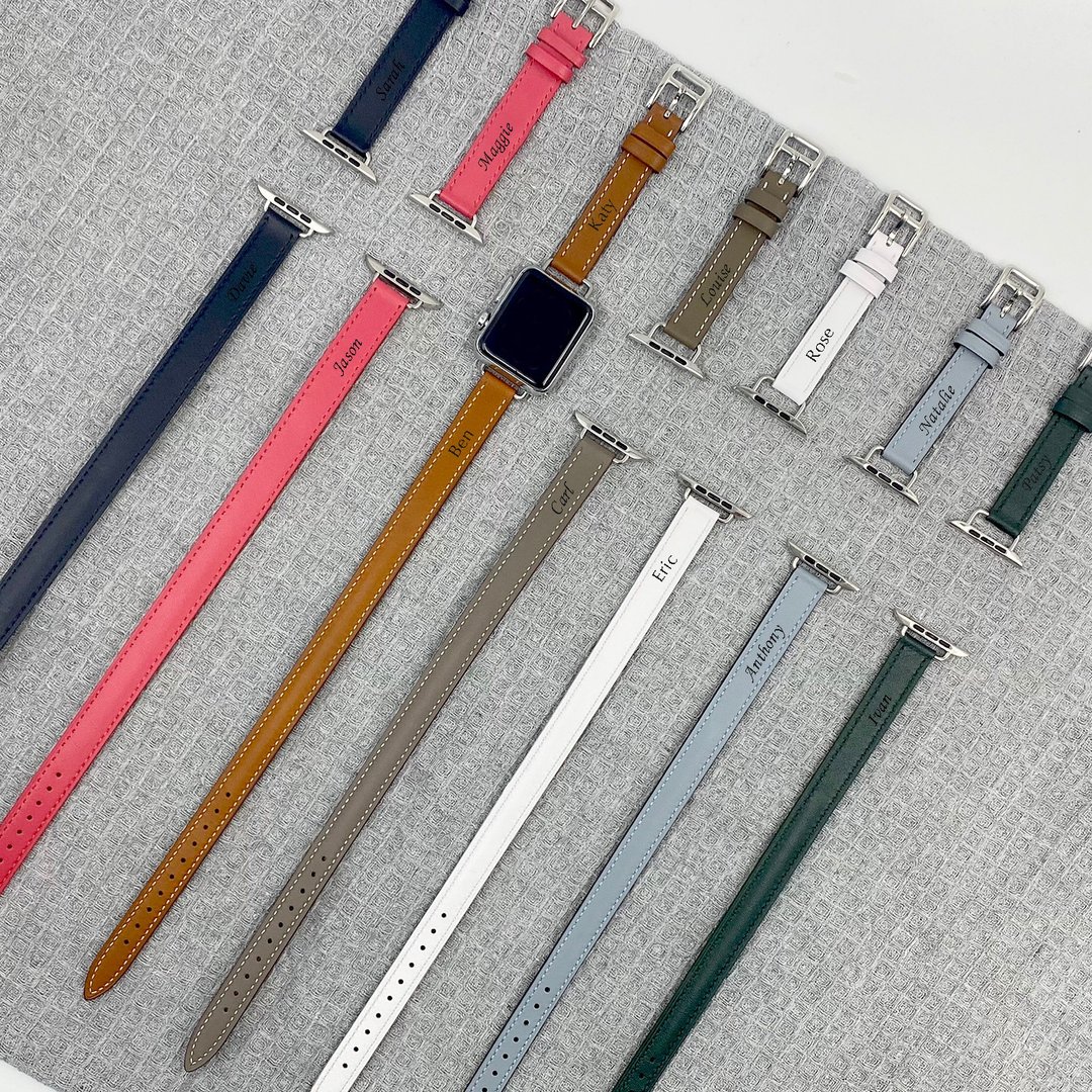 定制化Apple Watch苹果双圈双环皮革表带可加名 - 表带 - 真皮 多色