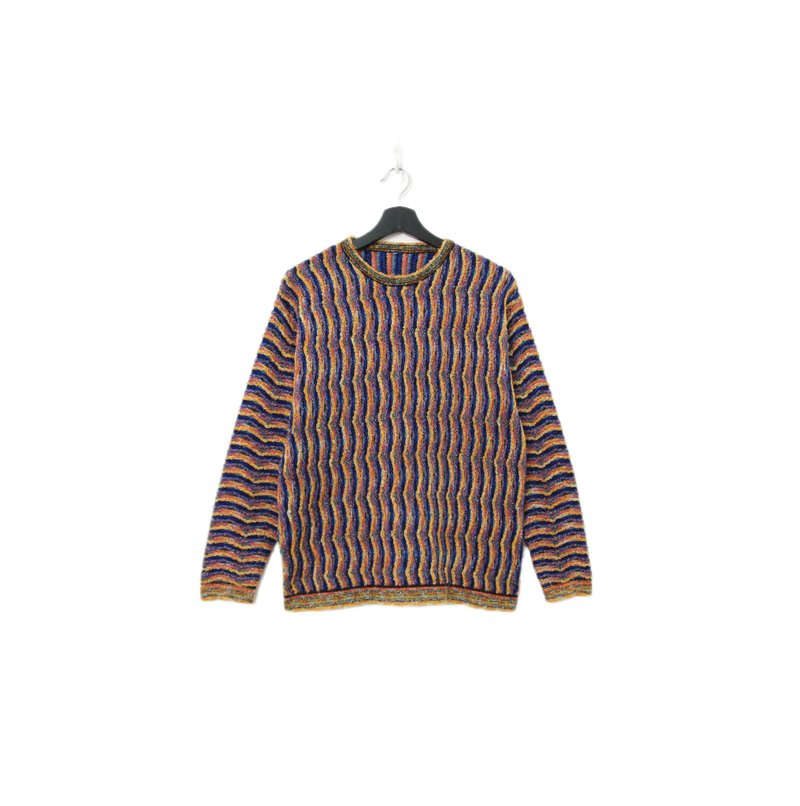 Back to Green-复古毛衣 彩色波纹 摇粒绒感ws-16vintage sweater - 女装针织衫/毛衣 - 聚酯纤维 