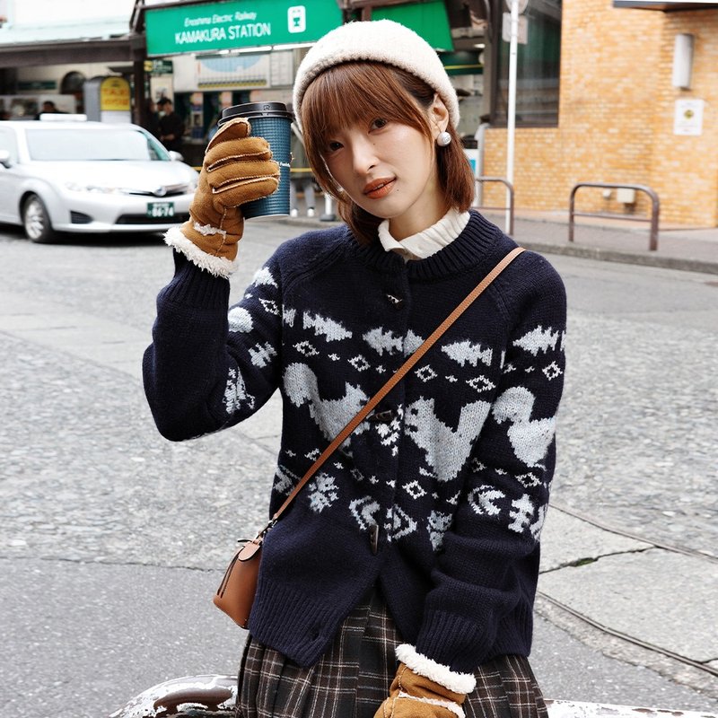 费尔岛牛角扣开衫|针织衫|冬款|Sora-1993 - 女装针织衫/毛衣 - 羊毛 