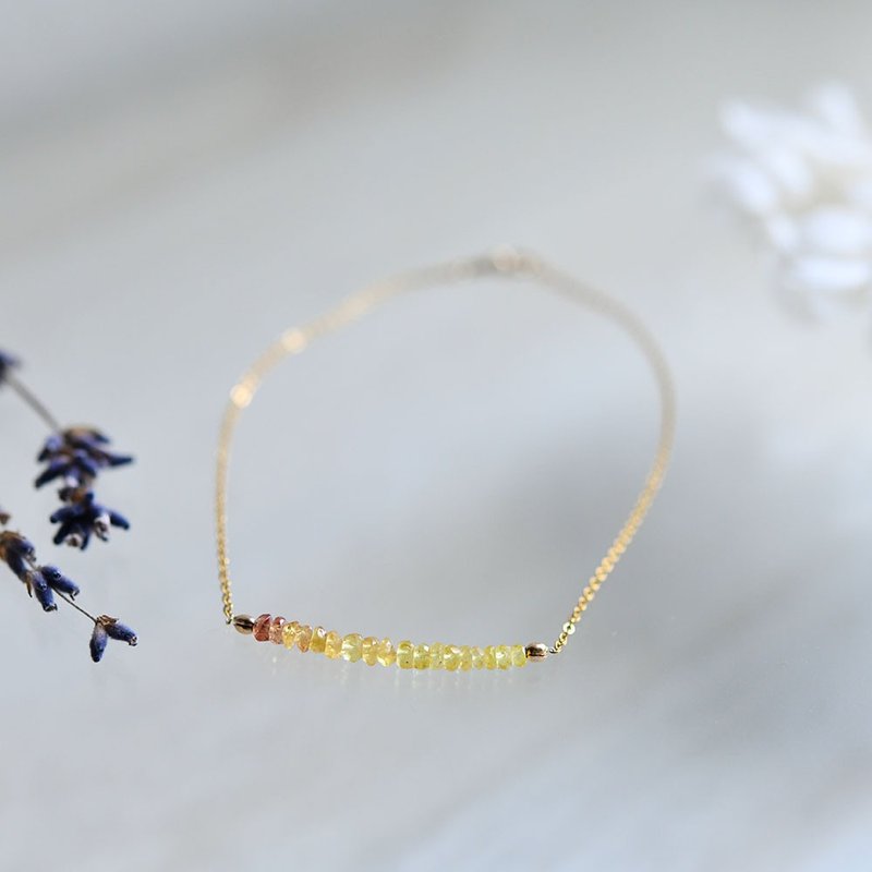 Anklet September birthstone of Stone yellow sapphire that help to penetration of the target - 脚链/脚环 - 其他金属 黄色