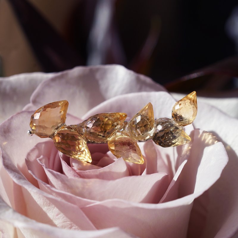 黄水晶麦穗胸针 麦穗 - 胸针 - 宝石 橘色