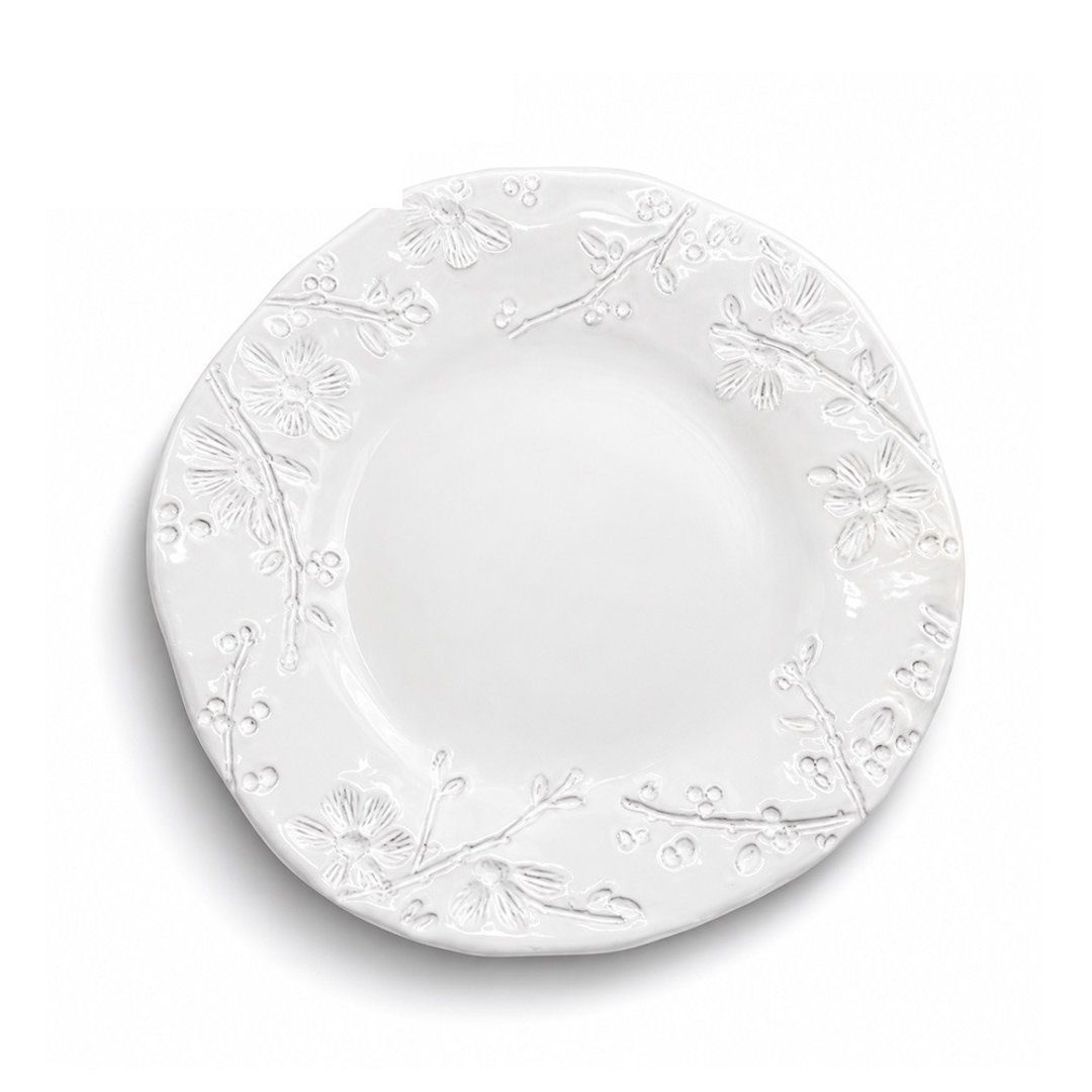 意大利 VBC casa 纯白花朵系列 29cm 餐盘 - 盘子/餐盘/盘架 - 陶 白色