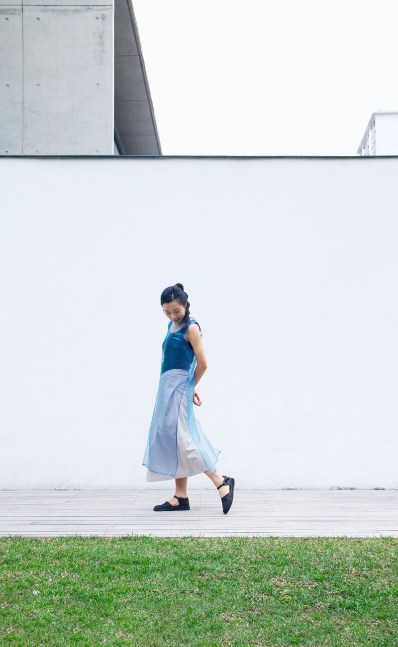 轻透海洋风柯根纱背心 - 蓝色 - 女装背心 - 聚酯纤维 蓝色