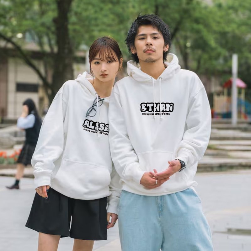 定制化单件情侣卫衣香港原创订制圆领长袖连帽衫 - 中性连帽卫衣/T 恤 - 棉．麻 多色