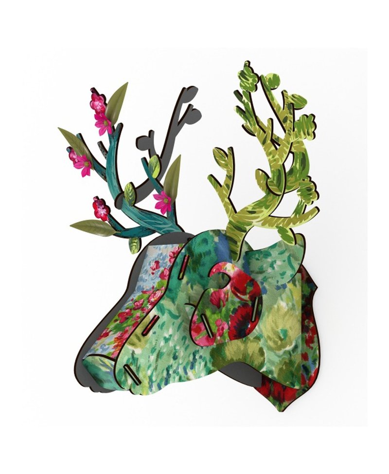 意大利MIHO华丽彩绘木制鹿头挂饰/壁饰-中大尺寸(Trophy Deer) - 摆饰 - 纸 多色