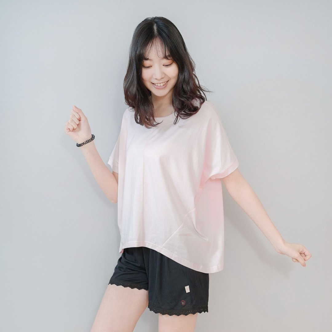 UMORFIL胶原蛋白不规则短袖居家服-粉色 - 居家服/睡衣 - 棉 粉红色