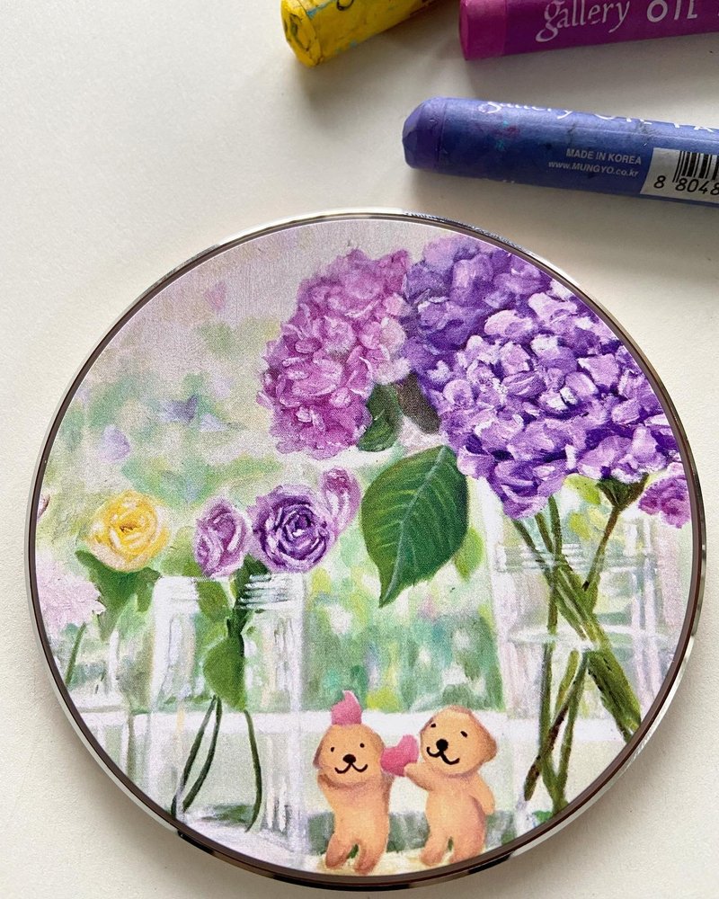 Floral dreams  油画插画无线充电盘 - 手机充电及周边 - 其他金属 多色