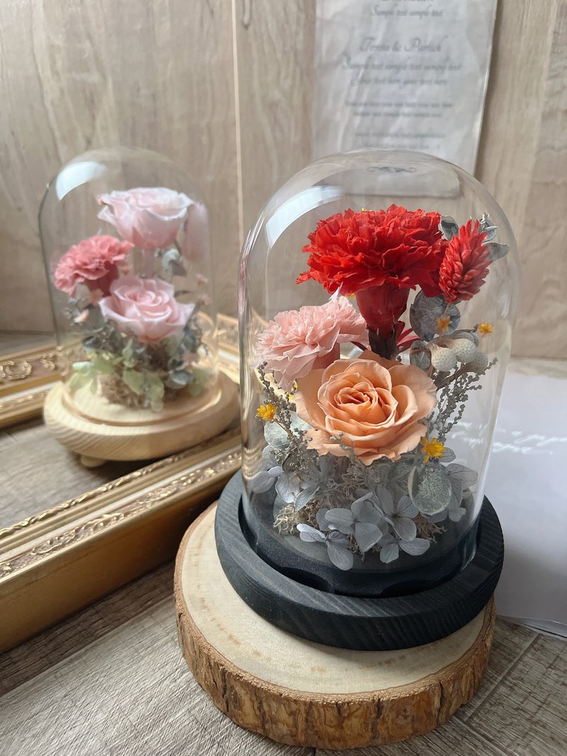 【送礼精选】永生花盅/母亲节礼物/玻璃罩盅/干燥玫瑰/早鸟优惠 - 干燥花/捧花 - 植物．花 红色
