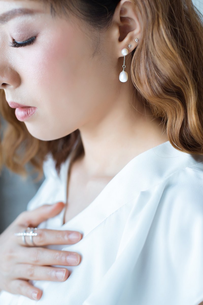 Pearl earrings - 耳环/耳夹 - 纯银 银色