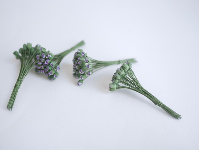 Paper flower, 100 pieces, size0.5 x 0.6 cm. budding rose flower, purple  color. - 其他 - 纸 紫色