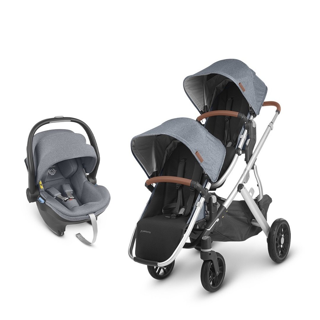 台湾宅配【UPPAbaby】【双宝推车提篮】VISTA V2蓝灰+蓝灰提篮*1 - 婴儿车/手推车 - 其他材质 蓝色