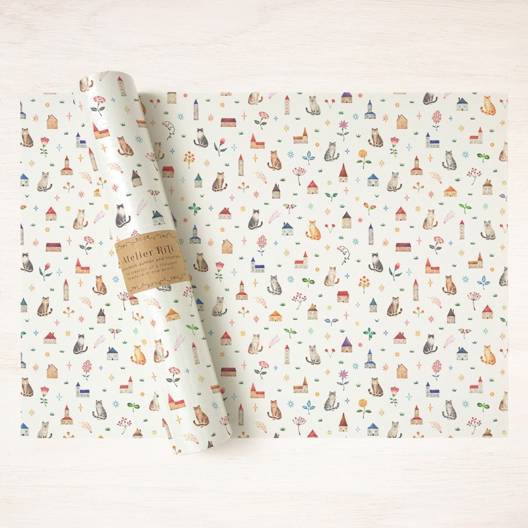 A set of 6 pieces. Wrapping Paper A3 "City of Starry Cats" WP-A3521 - 摆饰 - 纸 多色