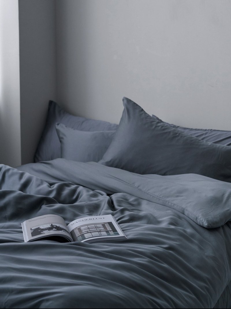 100% TENCEL天丝床包四件组 - 雾蓝灰(60支) - 寝具 - 其他材质 蓝色
