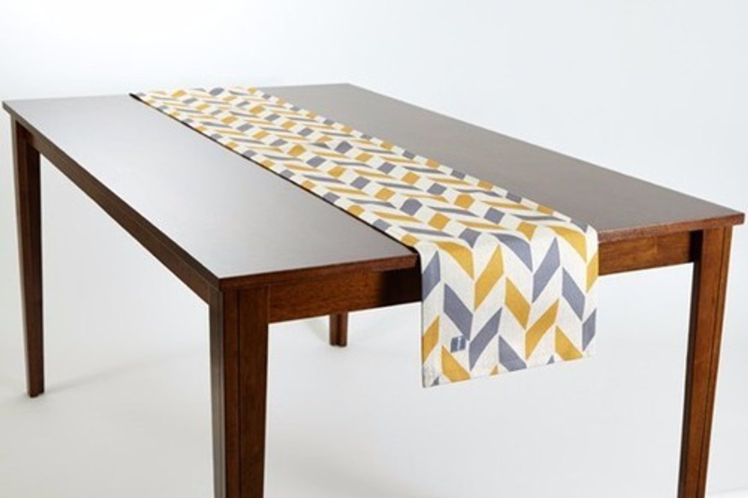 Table Runner Scandinavian pattern Yellow Gray Feather Natural Linen 183 × 30cm jubileetabletr020 - 杯垫 - 棉．麻 