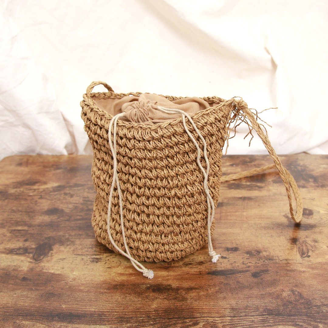 Back to Green:: 经典水桶包 编织缩口  B-05 vintage bag - 侧背包/斜挎包 - 棉 