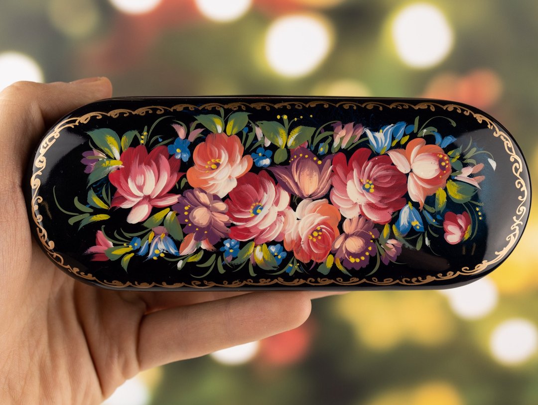 Sunglass case Flower, Eyeglass Case, Eyewear box hand made, Hard eyeglasses case - 眼镜/眼镜框 - 其他材质 