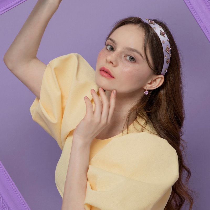 Lucia 奥地利水晶缎面发箍 韩国制 - 发饰 - 其他材质 紫色