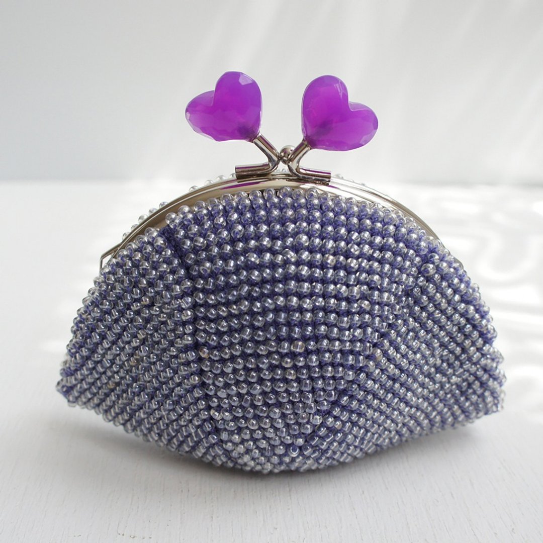Ba-ba handmade Beads crochet pouch No.894 - 化妆包/杂物包 - 其他材质 紫色