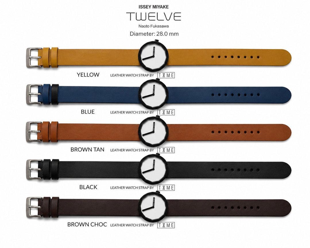 手工制作皮革表带，适用于 Issey Miyake Twelve 28mm 手表。 - 表带 - 真皮 