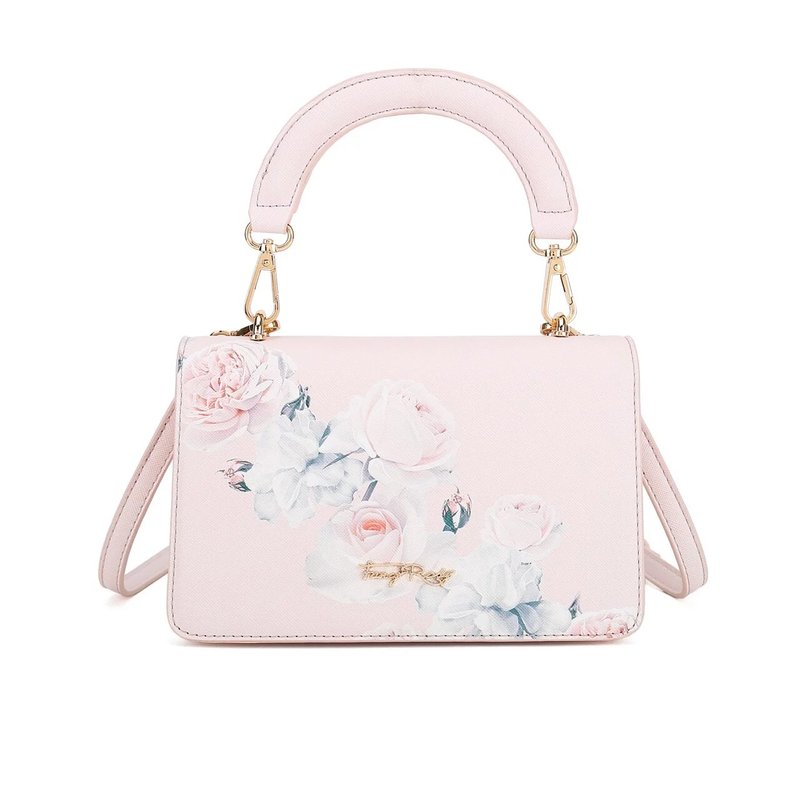 清新印花手挽翻盖袋 - 侧背包/斜挎包 - 人造皮革 粉红色