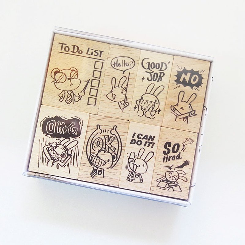 《Foufou x micia》Life原木印章组 - Office Life (8入) - 印章/印台 - 木头 咖啡色