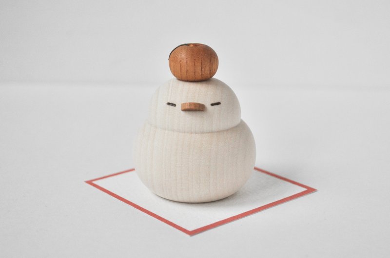 日本新年招福小物 镜饼年糕小鸟 摆饰 手工制 - 玩偶/公仔 - 木头 