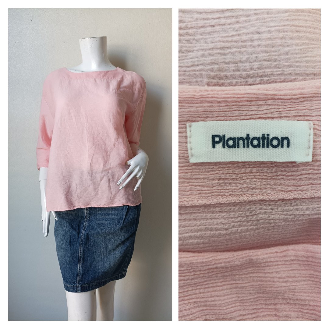 Plantation 浅粉色泡泡袖上衣 M 号 - 女装上衣 - 棉．麻 粉红色