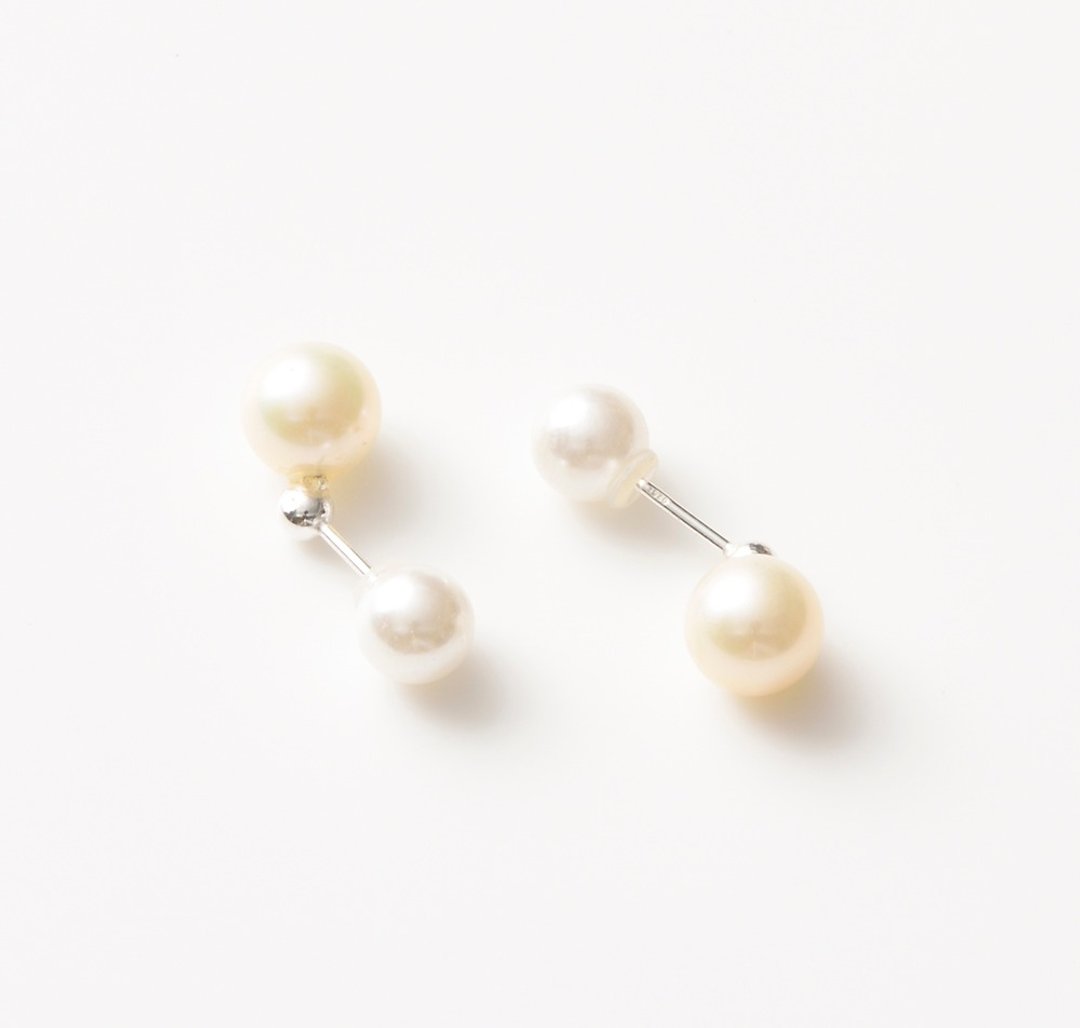 Silver and pearl earrings - 耳环/耳夹 - 其他金属 白色