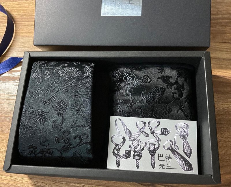 花与龙纹 提花 领带 Neckties - 领带/领带夹 - 聚酯纤维 黑色