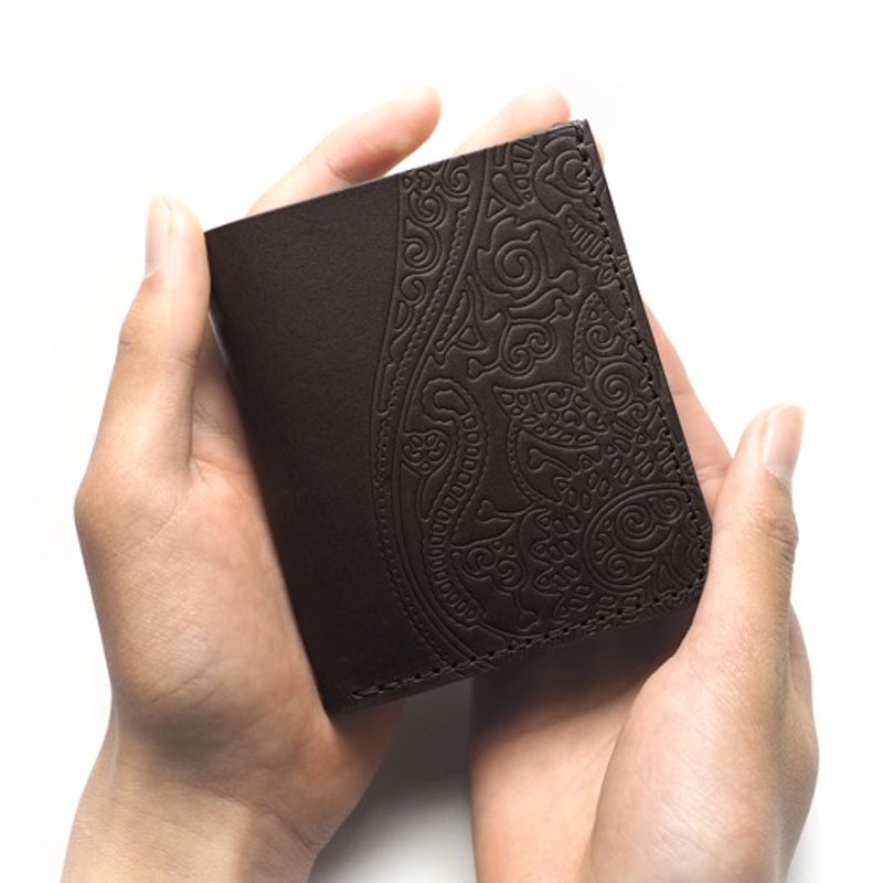 Slim half wallet chocolate (Italian leather) ☆ Free name entry ☆ - 皮夹/钱包 - 真皮 