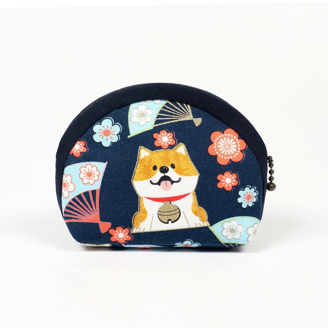 手握 零钱包 化妆包  - 和风日式柴犬 (蓝) - 零钱包 - 棉 蓝色