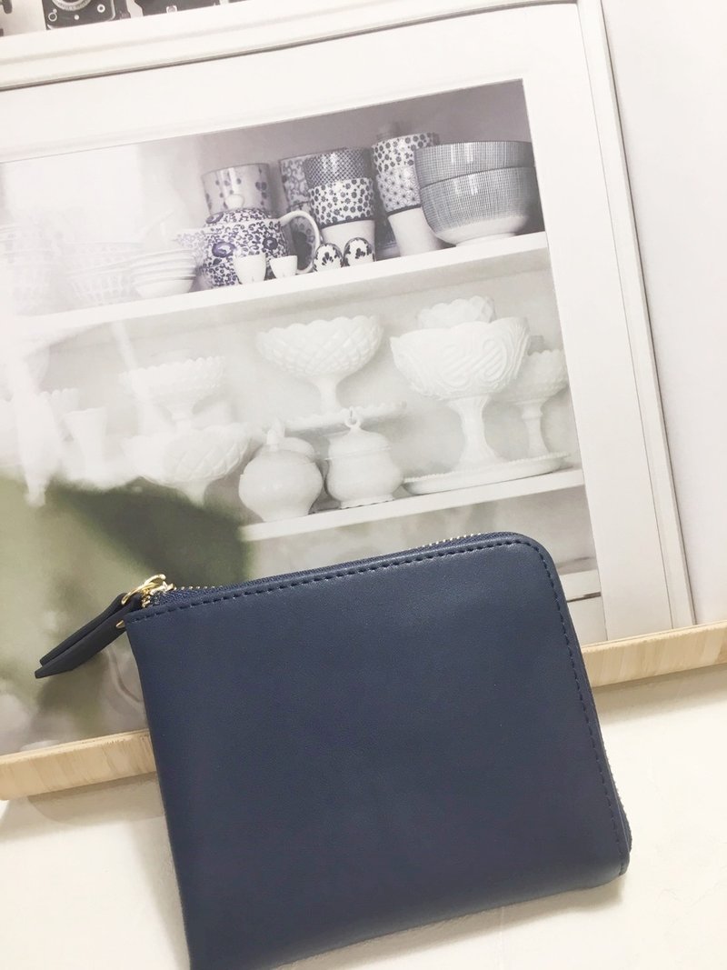 【快速出货】L型短夹 零钱包 皮夹 卡夹 小包 大容量 生日 毕业礼 - 皮夹/钱包 - 防水材质 蓝色