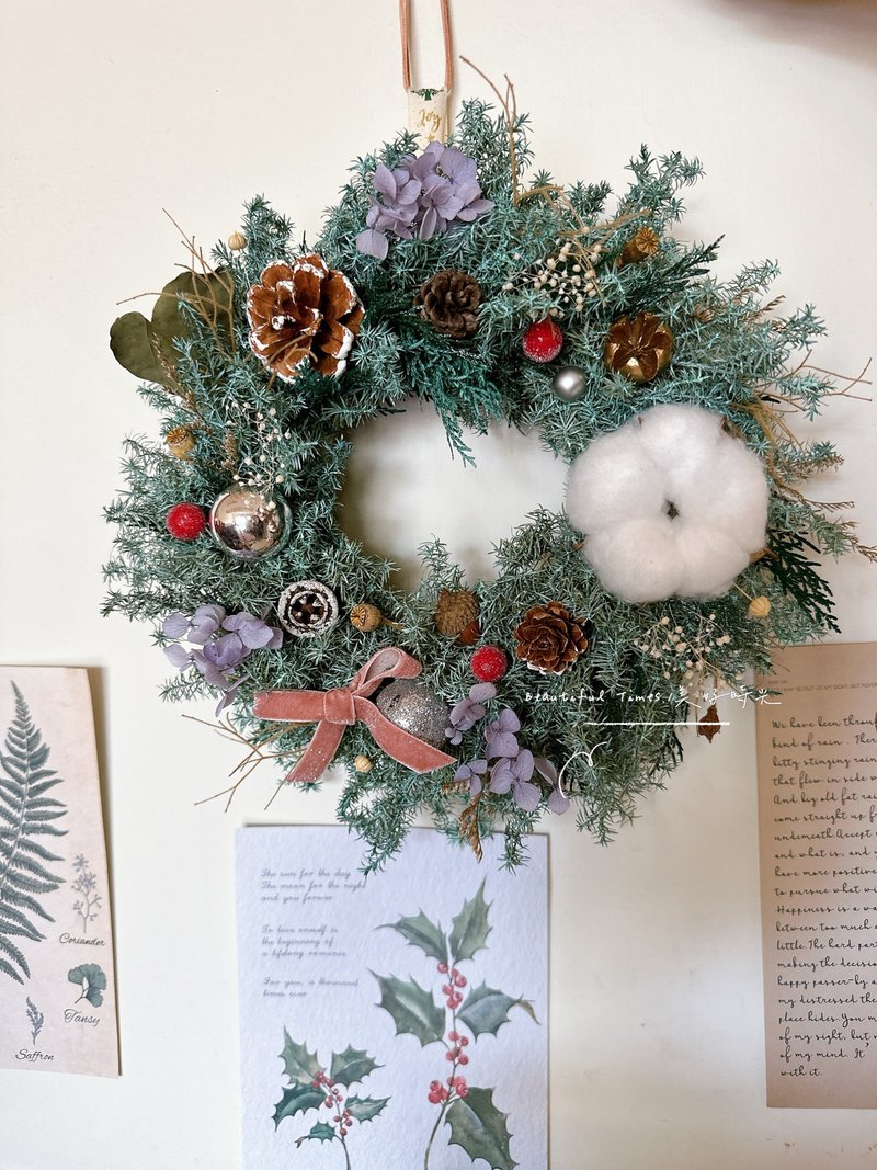 飘雪 | 25cm永生圣诞花圈、交换礼物 - 植栽/盆栽 - 植物．花 绿色