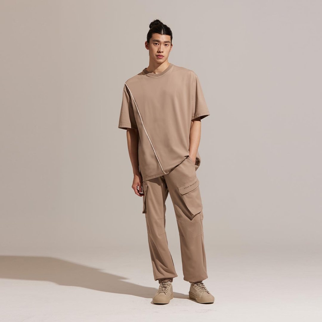 不可退换 /立体袋飞梭工装缩口裤-可可 - 男士长裤 - 聚酯纤维 咖啡色