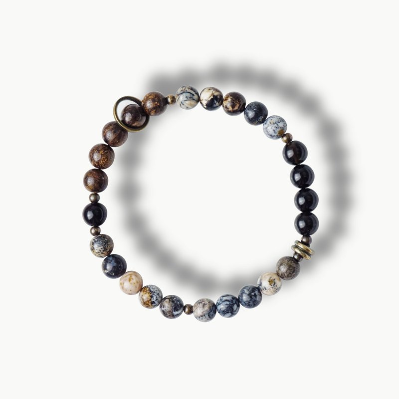 Op.15 复古天然石手链 古法手工做舊 奧普石 - 手链/手环 - 半宝石 多色